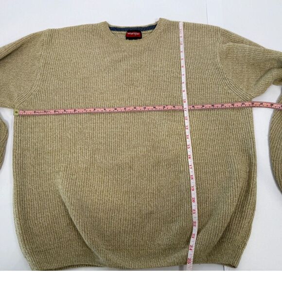 Vintage 90s Wrangler Hero Ribbed Knit Sweater Oatmeal Tan Large Grandpacore - Picture 5 of 6